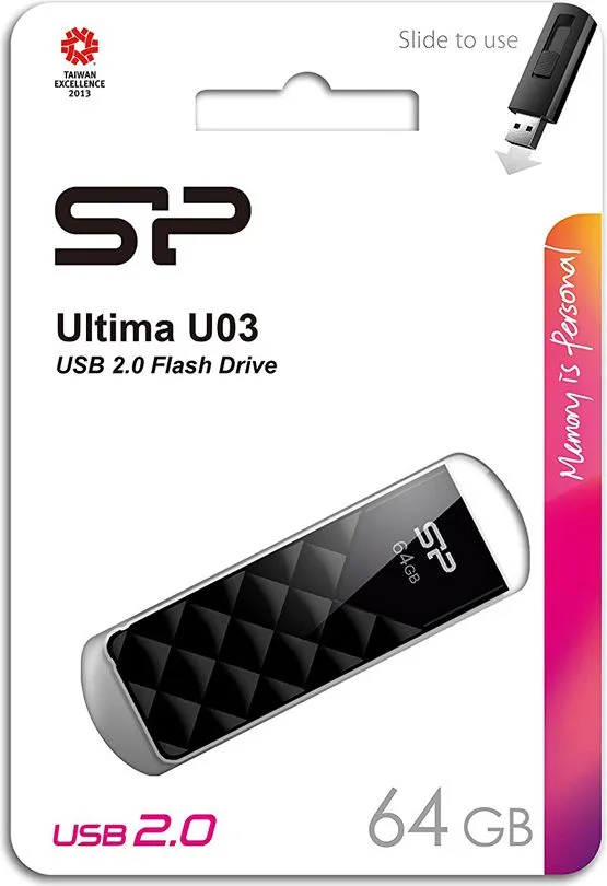 SILICON POWER USB Flash Ultima U03, 64GB, USB 2.0, μαύρο — εικόνα 3
