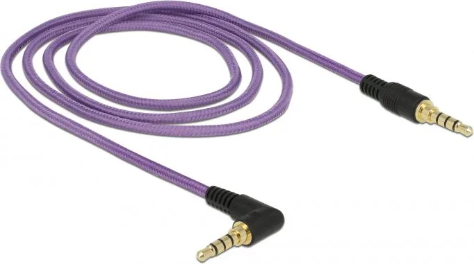 DELOCK καλώδιο Jack stereo σε Jack stereo 4pin 3.5mm, 90°, μωβ, 1m — εικόνα 2