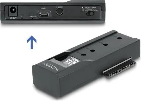 DELOCK docking station για M.2 NVMe/SATA ή 2.5"/3.5" SSD/HDD 64253, 10Gbps, μαύρο