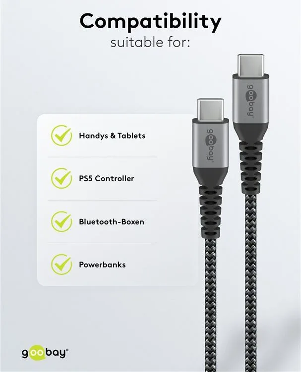 GOOBAY καλώδιο USB-C 49301, 60W, 480Mbps, 0.50m, μαύρο — εικόνα 5