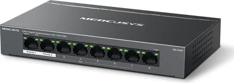 MERCUSYS Desktop Switch MS108GP, 8x 10/100/1000 Mbps, PoE+, V.1.20