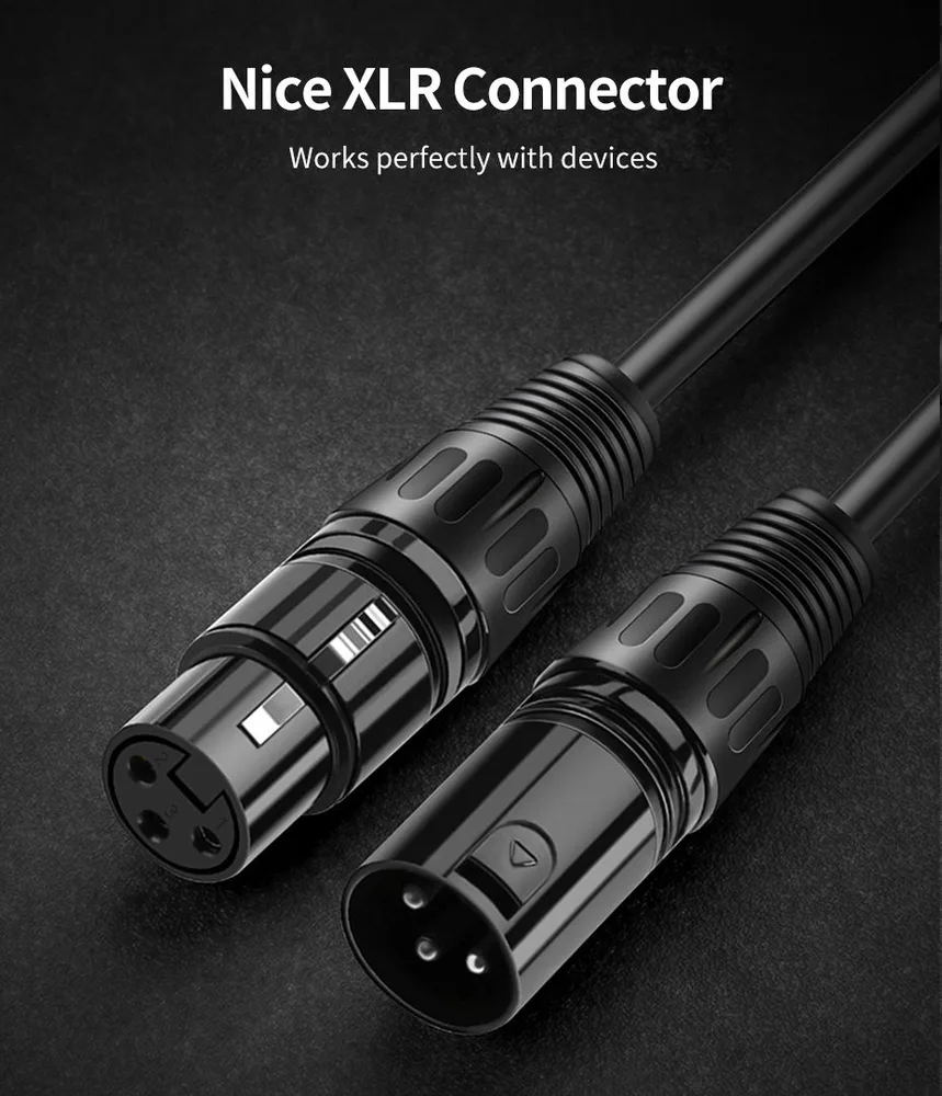 CABLETIME καλώδιο μικροφώνου XLR AV350-11B24, 3-pin, 24AWG, 10m, μαύρο — εικόνα 2