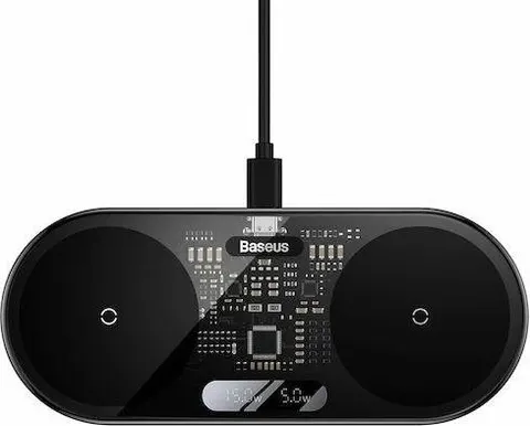 BASEUS Digital LED Display, ΑΣΥΡΜΑΤΟΣ φορτιστής, 2 ΣΕ 1, 20W, μαύρο