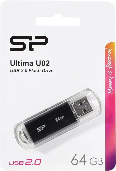 SILICON POWER USB Flash Drive Ultima U02, 64GB, USB 2.0, μαύρο — εικόνα 3