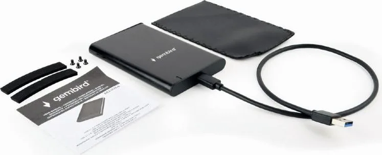 GEMBIRD U3S6 θήκη για HDD 2.5" USB 3.0 Type C, ΑΛΟΥΜΙΝΙΟ, μαύρη — εικόνα 3