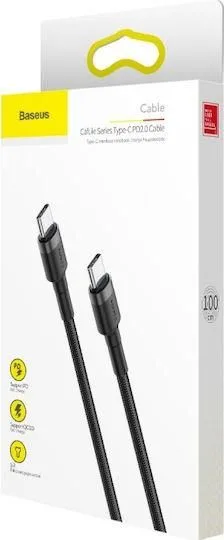 BASEUS Cafule καλώδιο φόρτισης, PD 2.0 Type-C, 3A, 60W, 1M, γκρι, μαύρο — εικόνα 3