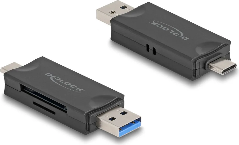 DELOCK card reader 91020 για SD & micro SD, USB/USB-C σύνδεση, 5Gbps, μαύρο — εικόνα 3