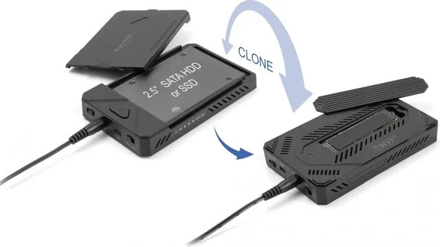 DELOCK θήκη M.2 NVMe & SATA SSD/HDD 42020, 10Gbps, λειτουργία κλώνου — εικόνα 2