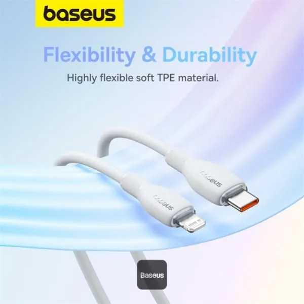 BASEUS Pudding, καλώδιο φόρτισης, Type-C ΣΕ Lightning, 1.2m, 20W, λευκό — εικόνα 2