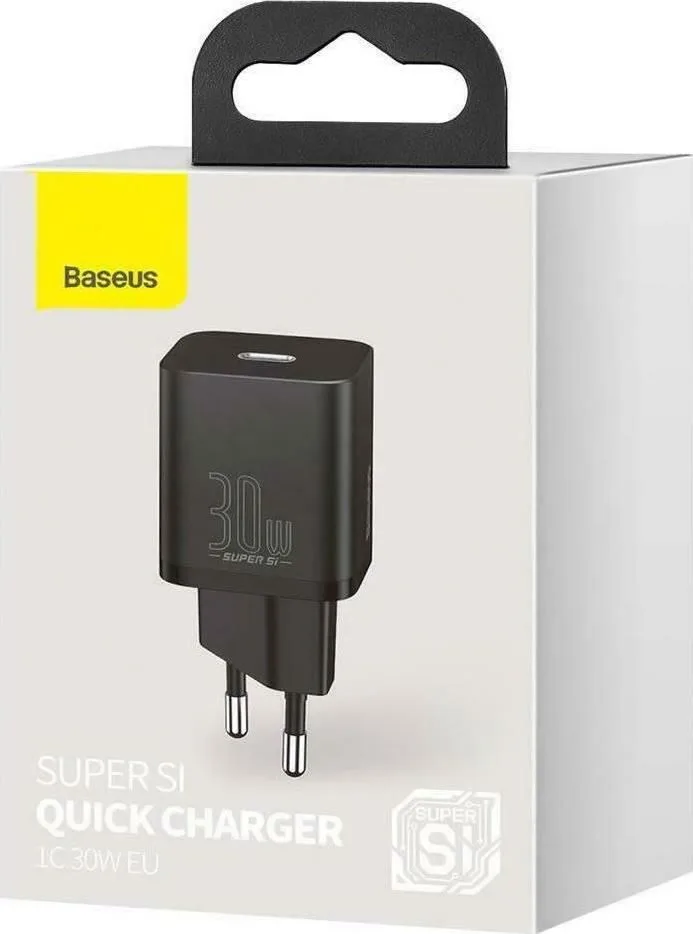 BASEUS Super SI, φορτιστής ΓΡΗΓΟΡΗΣ φόρτισης, 1 θύρα, 30W, ΜΑΥΡΟΣ — εικόνα 3