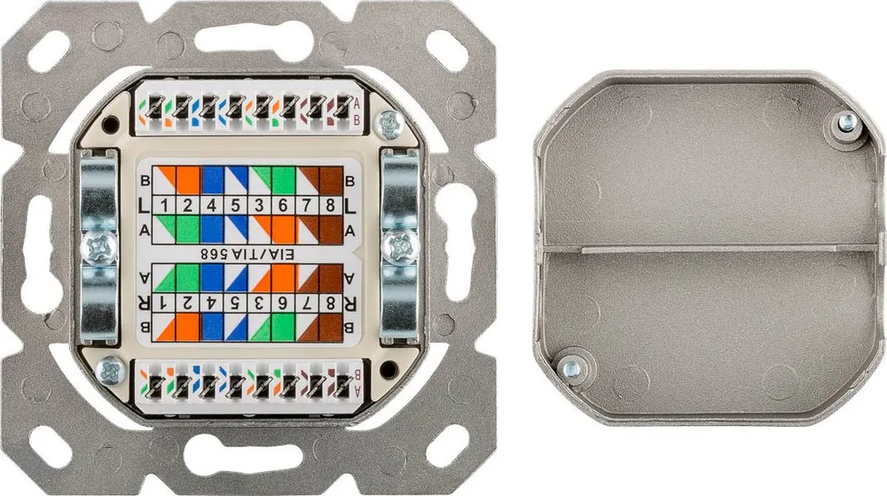 GOOBAY επιτοίχια πρίζα CAT 6a 68572, 2x RJ45, 80x80mm, λευκή — εικόνα 2