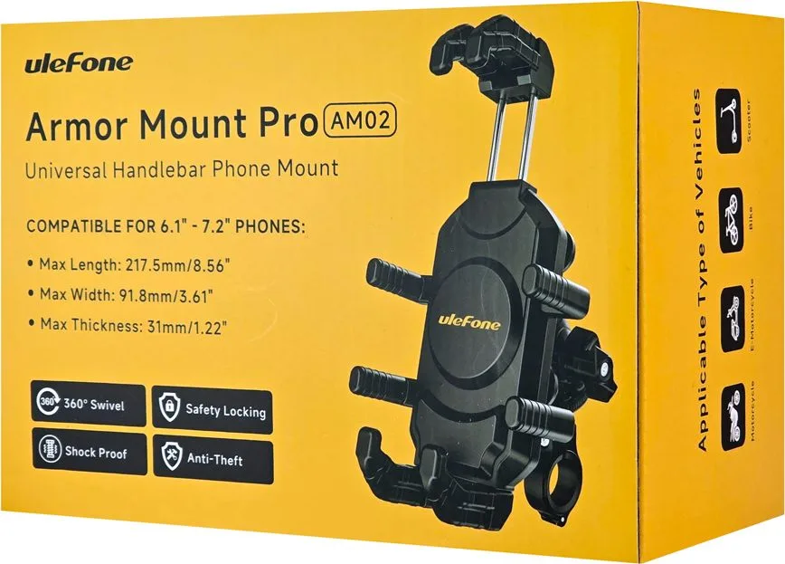 ULEFONE βάση ποδηλάτου για smartphone Armor Mount Pro AM02, μαύρη — εικόνα 6