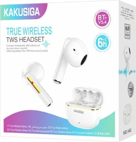 KAKUSIGA earphones με θήκη φόρτισης KSC-1482, True Wireless, 15mm, 35/300mAh, λευκά — εικόνα 2