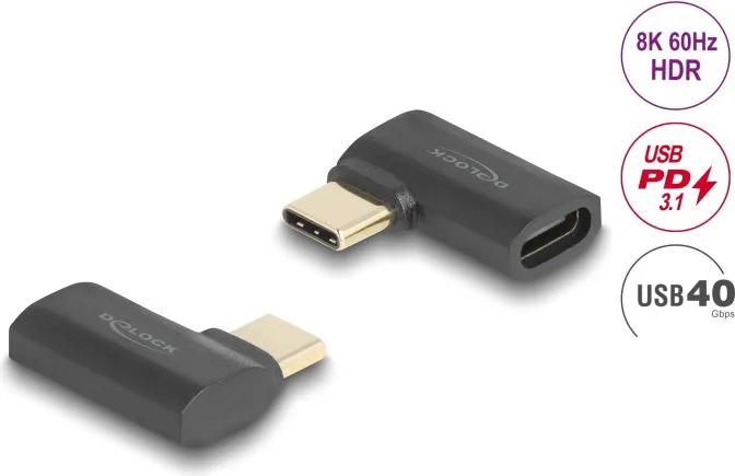 DELOCK αντάπτορας USB-C 60245, αρσενικό σε θηλυκό, 240W, 40Gbps, μαύρος — εικόνα 2