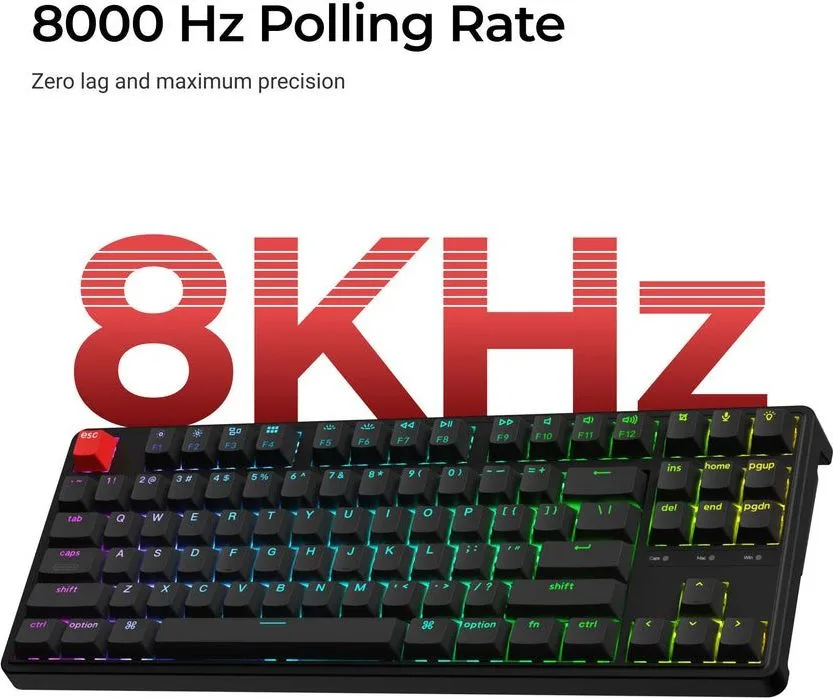 Keychron C3 Pro (C3PX-H1) QMK/VIA Mechanical Red Switch - 8K Polling Rate Hot Swap. 80% US RGB — εικόνα 3