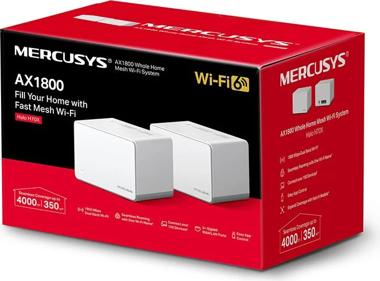 MERCUSYS Mesh Wi-Fi 6 System Halo H70X, 1.8Gbps Dual Band, 2τμχ, Ver 1.0 — εικόνα 3