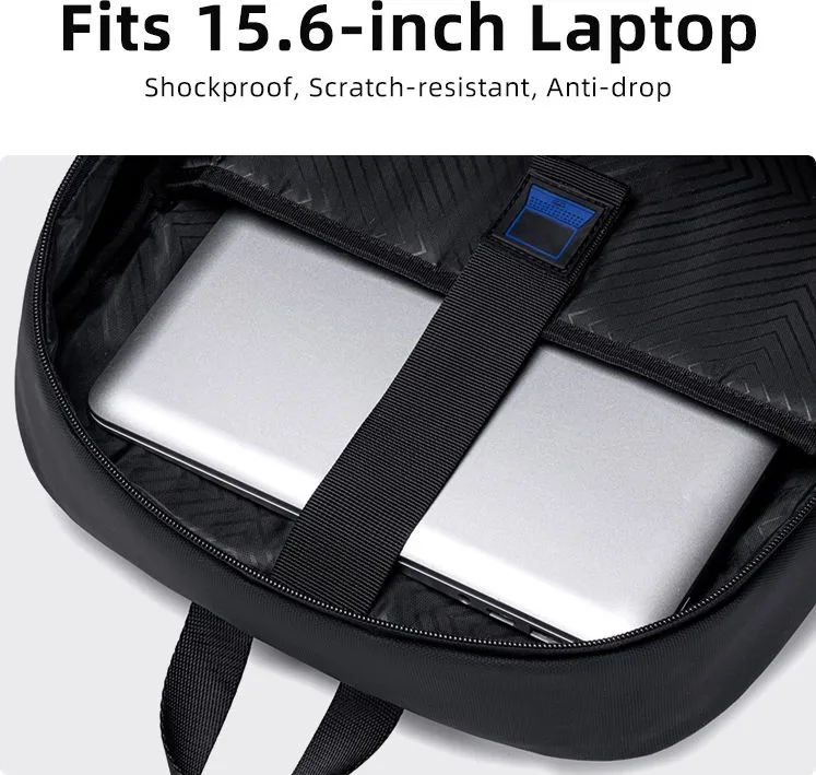 GOLDEN WOLF τσάντα πλάτης GB00705 με θήκη laptop 15.6", 17L, μαύρη — εικόνα 3