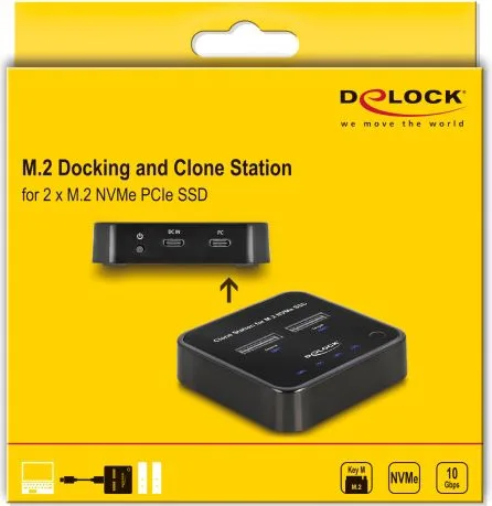 DELOCK docking station για M.2 NVMe SSD 64177, 2 θέσεων, 10Gbps, clone function, μαύρο — εικόνα 6