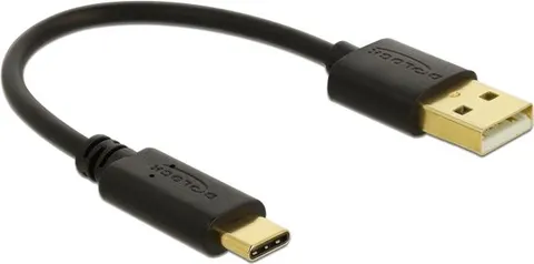 DELOCK καλώδιο USB σε USB-C 85354, 3A, 22AWG, 0.15m, μαύρο