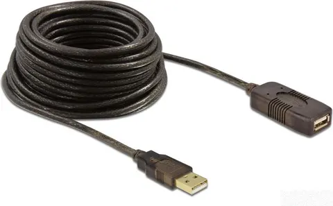DELOCK καλώδιο USB 2.0 αρσενικό σε θηλυκό 82308, active, 5m, μαύρο