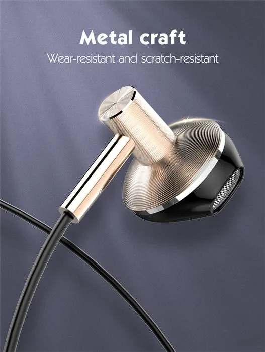 LDNIO earphones με μικρόφωνο HP09, 3.5mm σύνδεση, Φ13mm, 1.2m, ροζ χρυσό — εικόνα 2