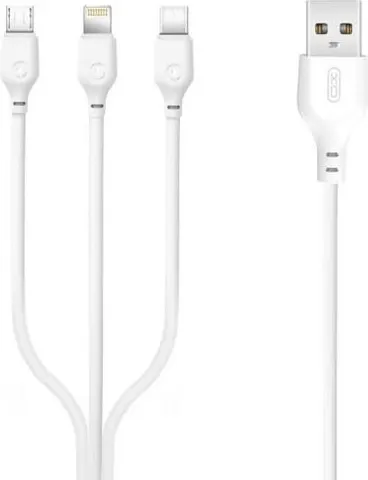 XO NB103 καλώδιο φόρτισης 2.0A 3 IN 1, λευκό