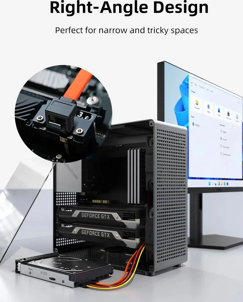 CABLETIME καλώδιο SATA III CT-SATA3R, γωνιακό, 6Gbps, 0.50m, πορτοκαλί — εικόνα 4