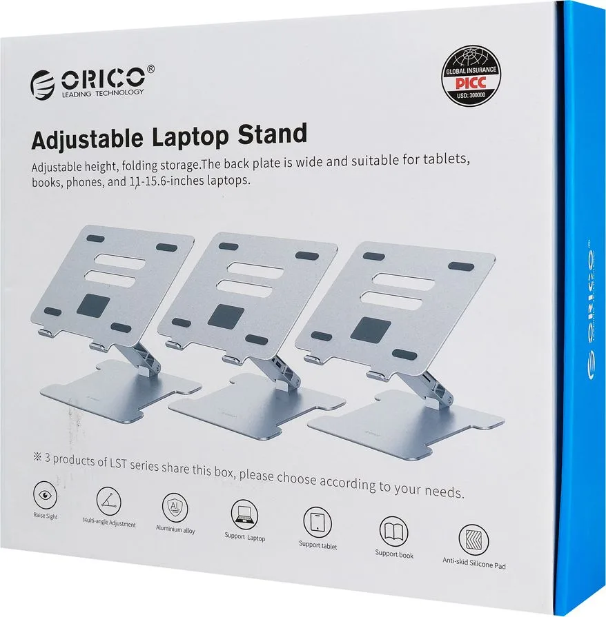 ORICO μεταλλική βάση για laptop/tablet LST-T1, 11~15.6", foldable, ασημί — εικόνα 5