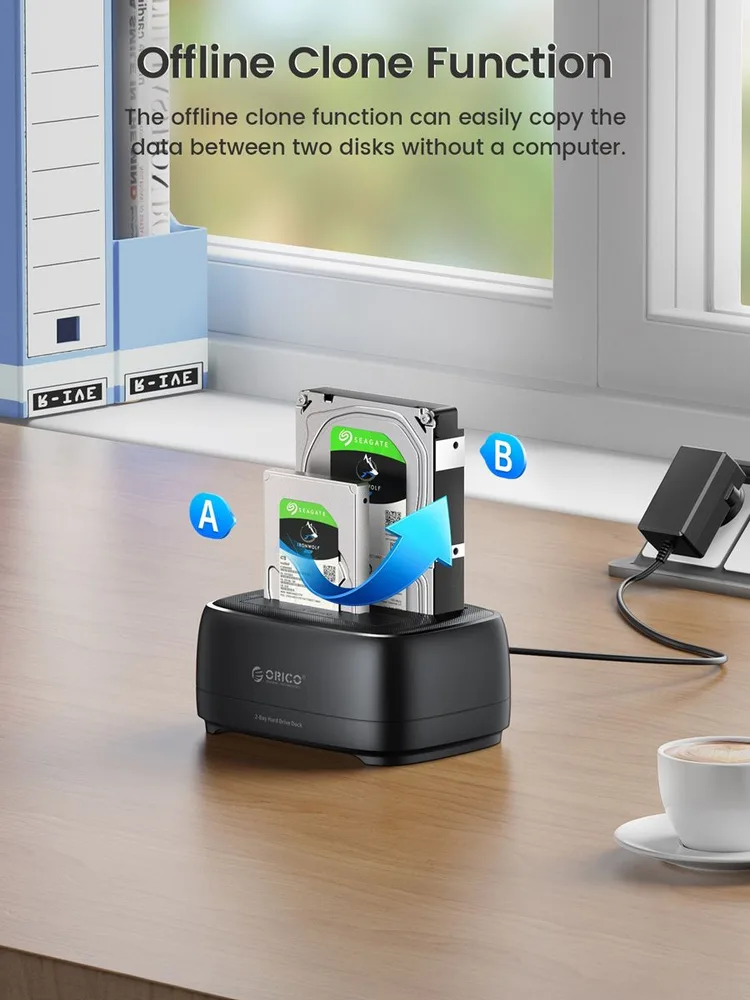 ORICO docking station για 2.5" ή 3.5" SATA HDD/SSD DD28U3-C, 2 θέσεων, 5Gbps, clone function, μαύρο — εικόνα 4