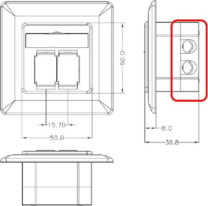 GOOBAY επιτοίχια πρίζα CAT 6 68244, 2x RJ45, 80x80mm, λευκή — εικόνα 4