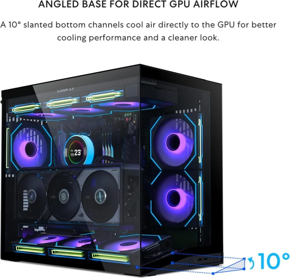 LIAN LI O11D Mini V2 Black - ATX PC Gaming Case - Improved Airflow - GPU Support Bracket — εικόνα 3