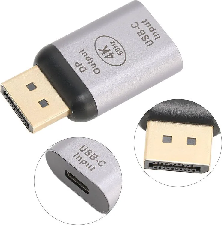 POWERTECH αντάπτορας USB-C σε DisplayPort PTH-096, 4K/60Hz, γκρι — εικόνα 2