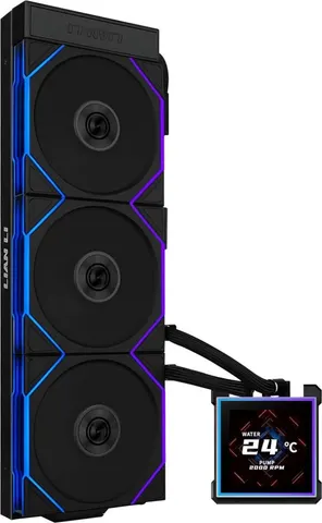 LIAN LI HydroShift II LCD-S 360 RGB TL FLEX fan Black - AIO CPU Liquid Cooler with TL RGB Fans