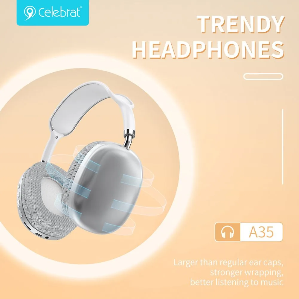 CELEBRAT headphones A35, ασύρματα & ενσύρματα, micro SD, 40mm, 200mAh, μαύρα — εικόνα 4