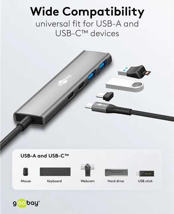 GOOBAY USB hub 76563, 4x θυρών, USB 3.2, 5Gbps, USB-C σύνδεση, γκρι — εικόνα 5