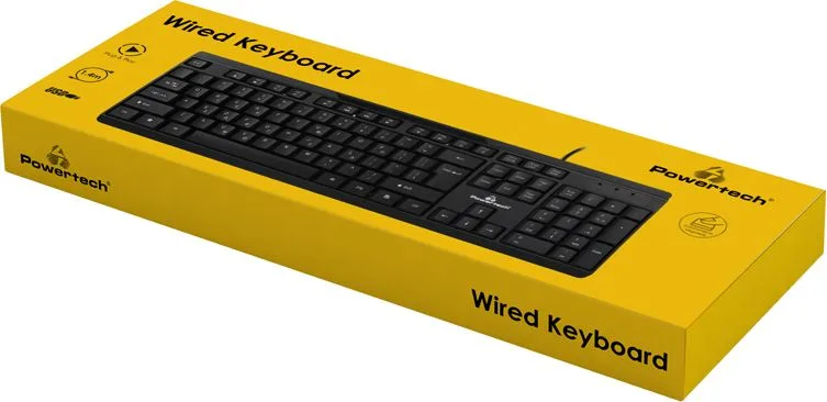POWERTECH πληκτρολόγιο PT-1069, ενσύρματο, multimedia, EN/GR, μαύρο — εικόνα 3