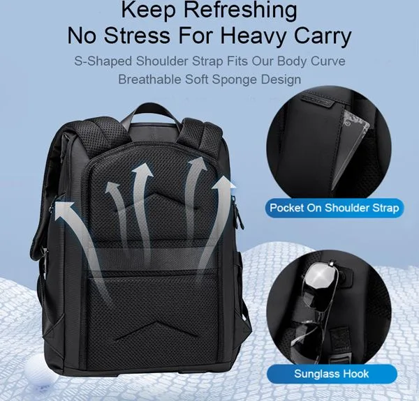 ARCTIC HUNTER τσάντα πλάτης B00558 με θήκη laptop 15.6", 24L, USB, μαύρη — εικόνα 4