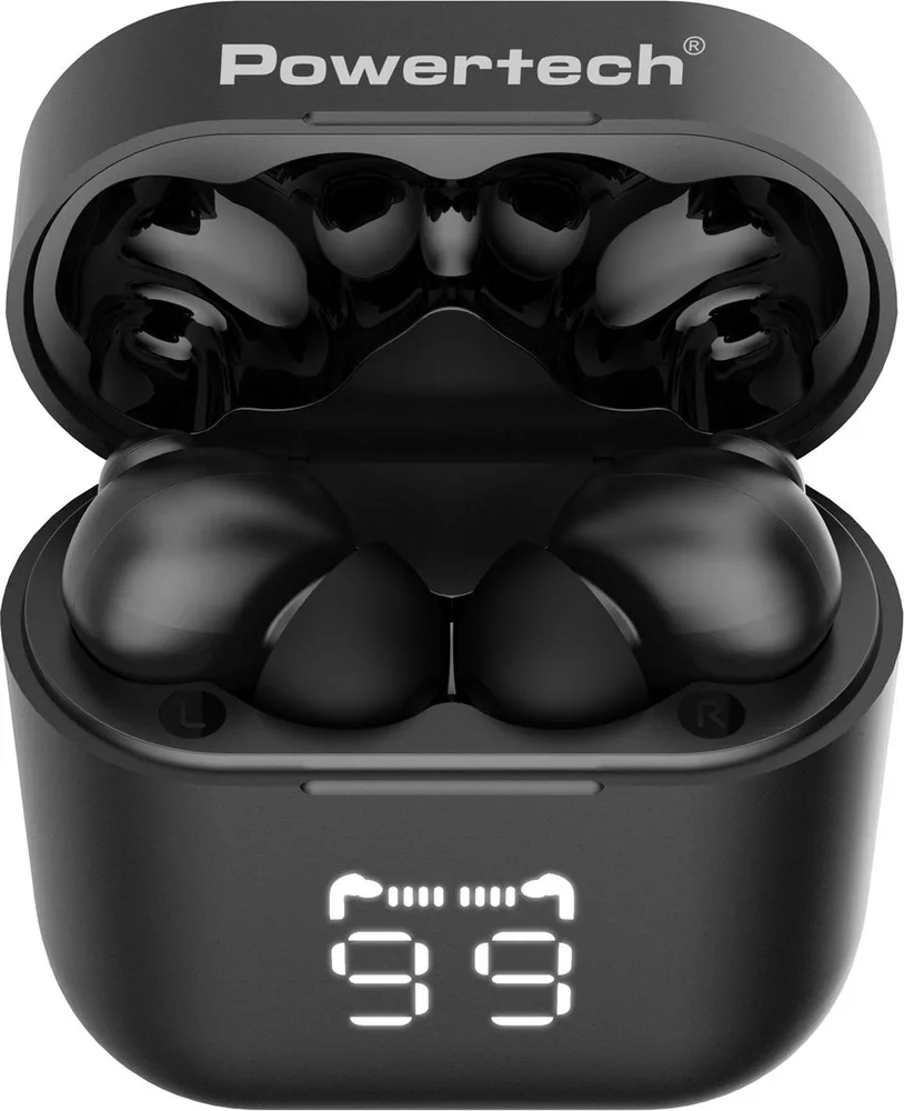 POWERTECH earphones με θήκη φόρτισης PT-1227, TWS, ENC, 30/480mAh, μαύρα — εικόνα 4