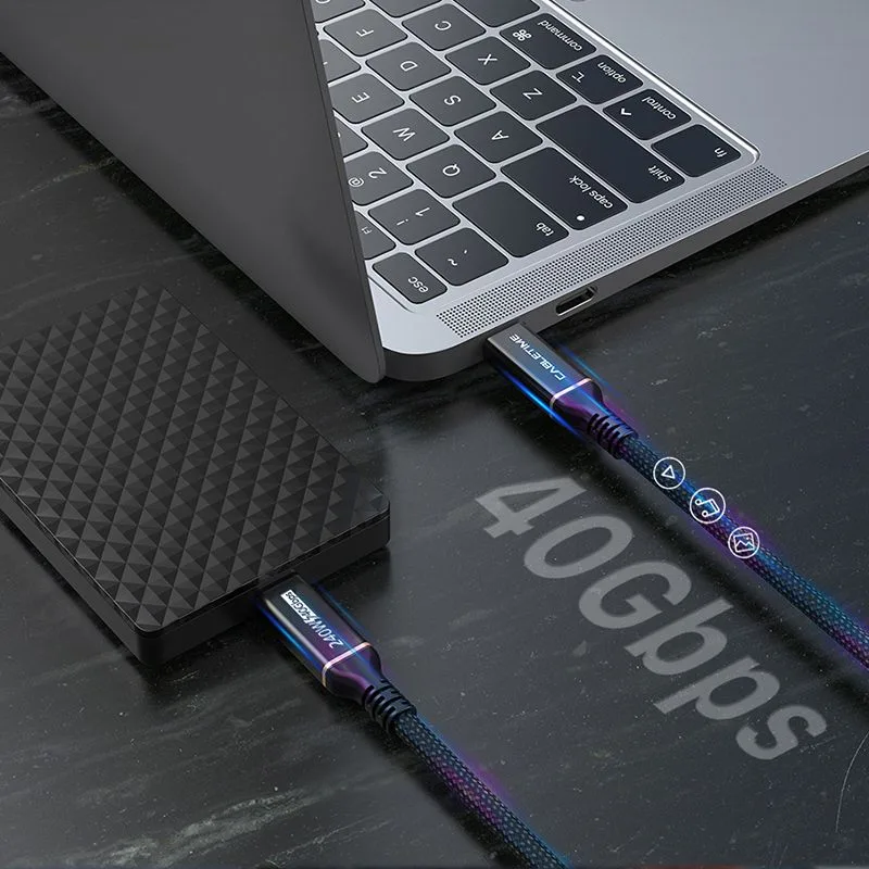 CABLETIME καλώδιο USB-C σε USB-C CT-USB4, 240W, 40Gbps, 8K/60Hz, USB4, 1m, μαύρο — εικόνα 3
