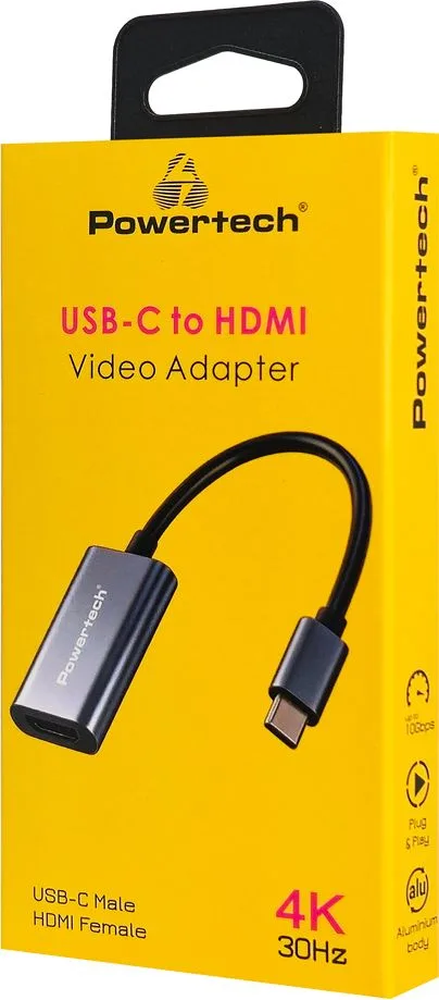 POWERTECH αντάπτορας USB-C σε HDMI PTR-0208, 4K/30Hz, 10 Gbps, γκρι — εικόνα 2