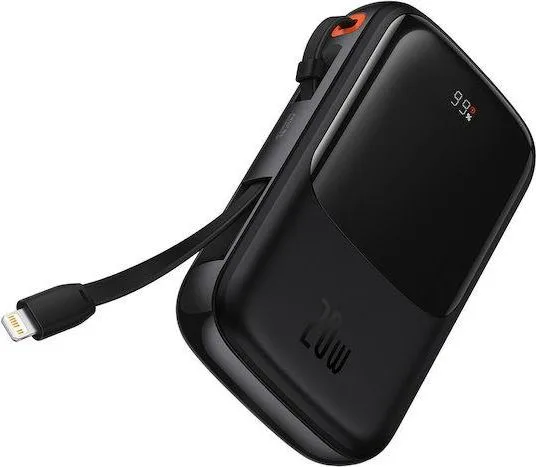 BASEUS Qpow PRO, Powerbank, 10000MAh, με καλώδιο Lightning, 20W, με ΨΗΦΙΑΚΗ οθόνη, μαύρο — εικόνα 3