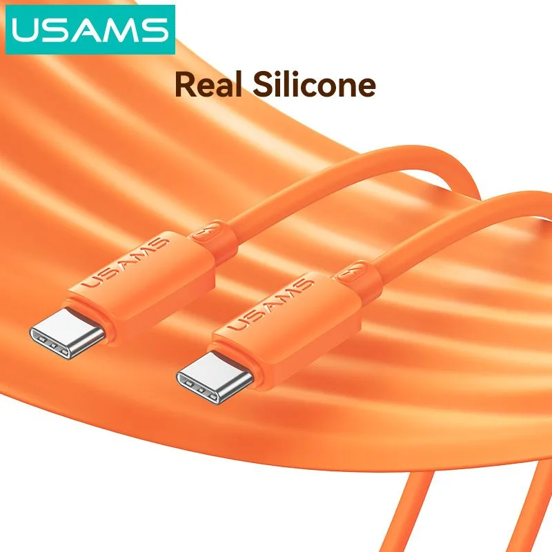 USAMS καλώδιο USB-C SJ787, σιλικόνης, 60W, 480Mbps, 1m, λευκό — εικόνα 6