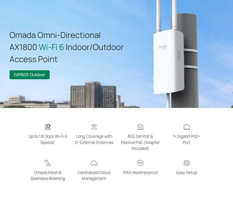 TP-LINK access point EAP603-Outdoor, WiFi 6, Mesh, AX1800, EU/1.0 — εικόνα 2