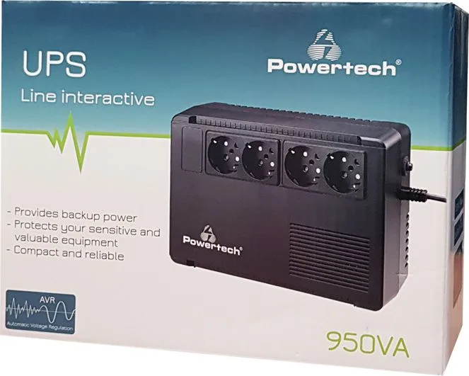 POWERTECH UPS Line Interactive PT-950C, 950VA/570W, 4x schuko — εικόνα 2