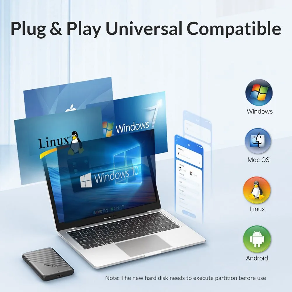 ORICO θήκη για 2.5" SATA HDD/SSD 25PW1C-C3, 5Gbps, μαύρη — εικόνα 4