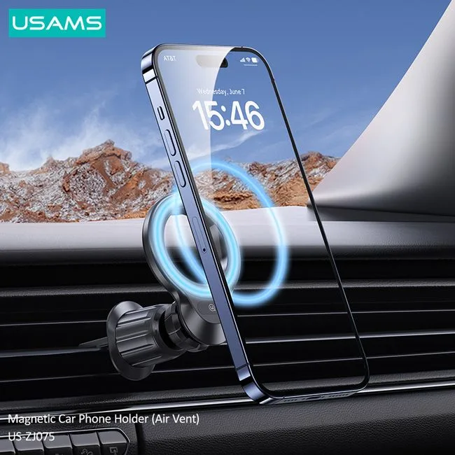 USAMS βάση smartphone αυτοκινήτου US-ZJ075, αεραγωγών, μαγνητική, μαύρη — εικόνα 4