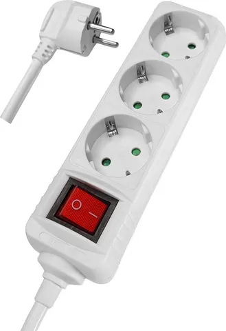 POWERTECH πολύπριζο PT-873, 3x schuko, 16A, 1.5m, λευκό