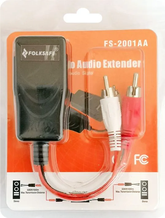 FOLKSAFE audio extender FS-2001AA μέσω καλωδίου RJ45, RCA σε RCA, έως 1000m — εικόνα 2