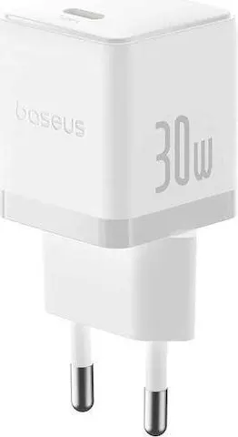 BASEUS Palm, φορτιστής τοίχου, 1X Type-C, 30W, Moon White