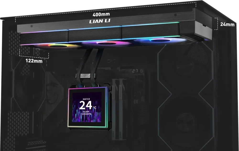 LIAN LI Hydroshift II LCD-S 360CL Black - RGB AIO CPU Cooler - 3.4" Screen - 1851/1700, AM5/AM4 — εικόνα 5